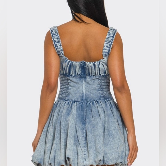 Denim Bubble Mini Dress - Picture 5 of 7